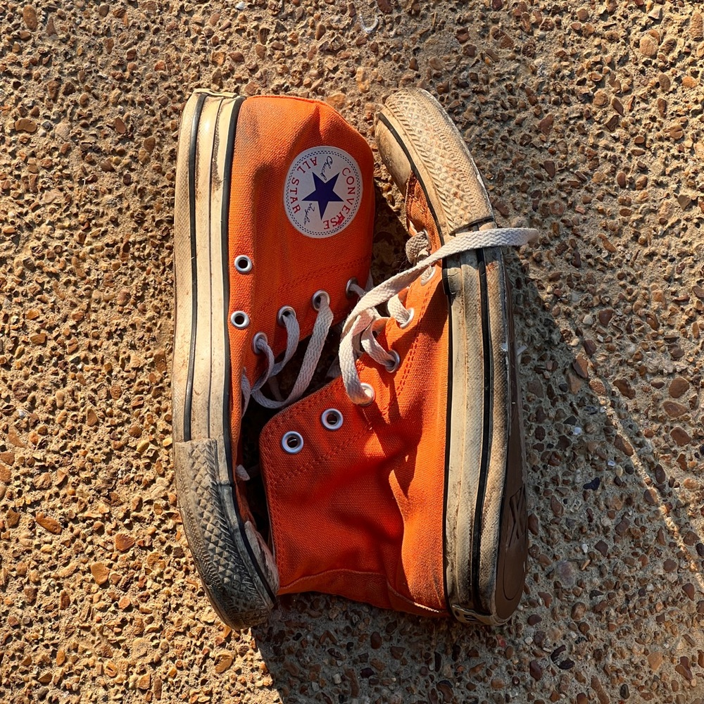 Completely Worn In Orange Chucks Size 6